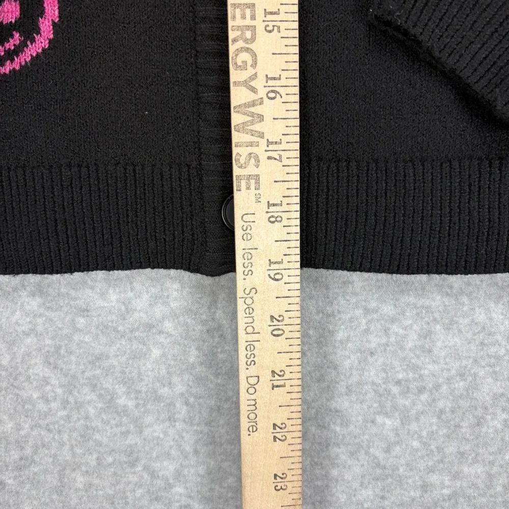 Childrens Place Cardigan Sweater Girls L Black‎ Pink Smiley Face Layering NWT